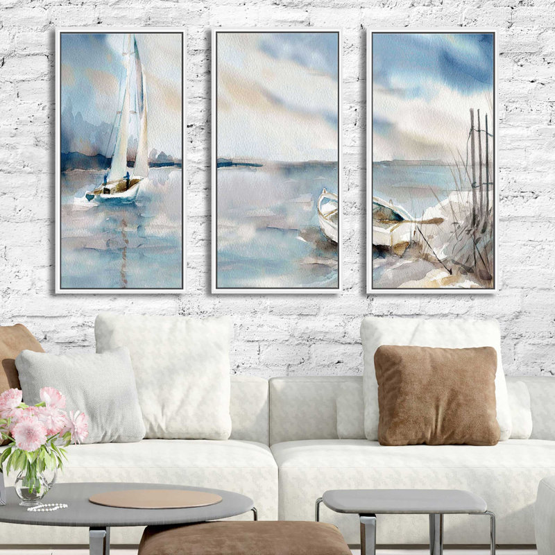«Panoramic Coast» par Carol Robinson, reproduction sur toile flottante 3 pièces, H 33,5 po x l 52,5 po x P 2 po