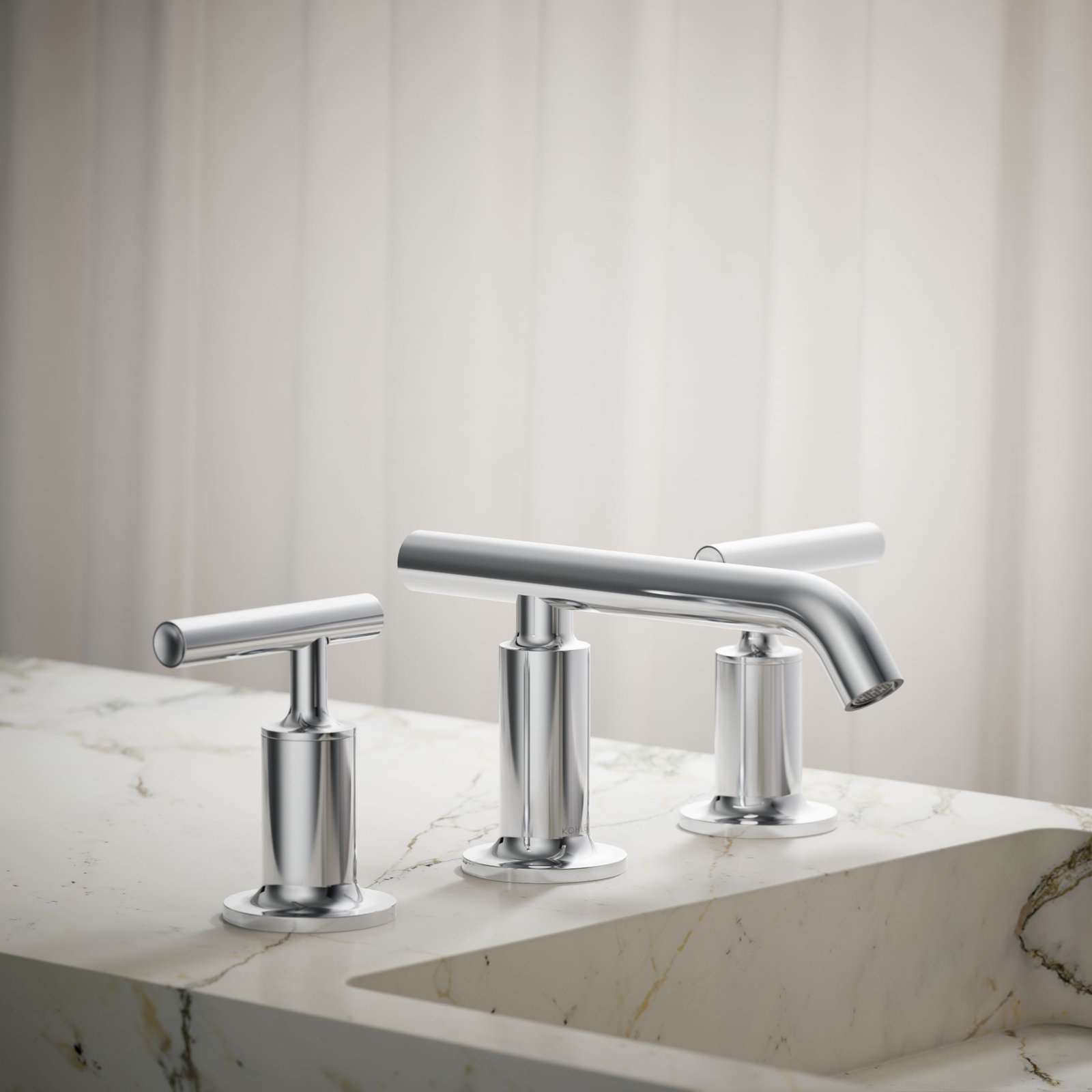 Purist 3-Hole Widespread Faucet with Drain, Polished Chrome