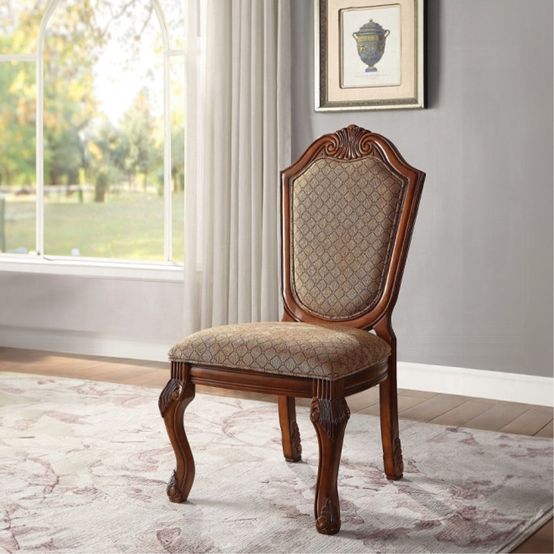 Paire de chaises d'appoint en tissu et cerisier - Détails de la résine de siège fixe brun de 22 po de 2 chaises avec une finition de 20 po de profondeur et une capacité de 220 lb