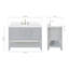 Meuble-lavabo simple gris ARIEL de 48 po avec plateau en quartz blanc Carrara et lavabo ovale-2125877693-2097113022