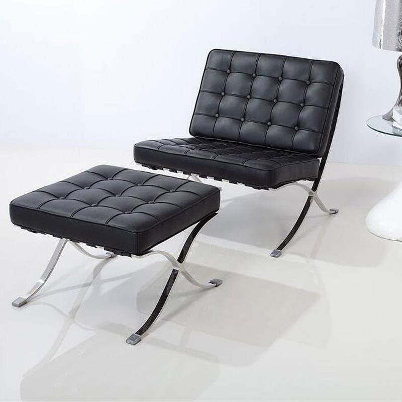 Armchair & Ottoman, Leather, Black