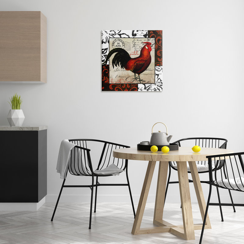 Art mural coq et coq rétro par Sasha, H 24 po x l 24 po