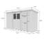 12ft x 4ft Pent Shed - Double Door with Windows