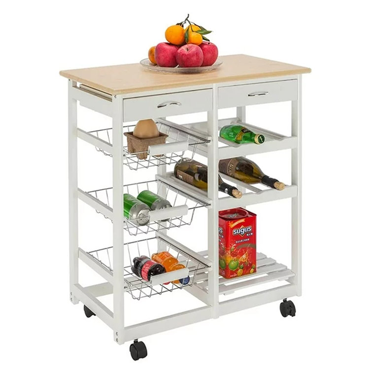 Ubesgoo Kitchen Island Dining Cart Basket Storage Shelves Organizer