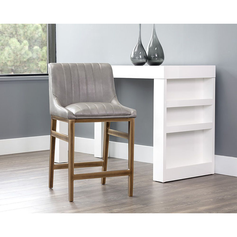Halden Counter Stool - Bravo Metal, Counter Stool (26" Seat Height), Gray Seat/ Antique Brown Frame
