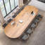 Bureau ovale brun en bois massif-487985632