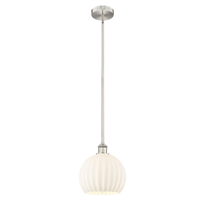 Luminaire suspendu 12 po Edison White Venetian, H 11,25 po x l 10 po x P 10 po, Nickel satiné brossé