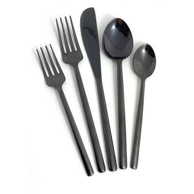 Talfourd Silverware Royal 20 Piece Flatware Cutlery Set, 18/10 Stainless Steel Flatware, Black