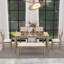 Ensemble de salle à manger 6 pièces de style classique et traditionnel, comprenant une table de salle à manger, 4 chaises rembourrées et un banc-126928304