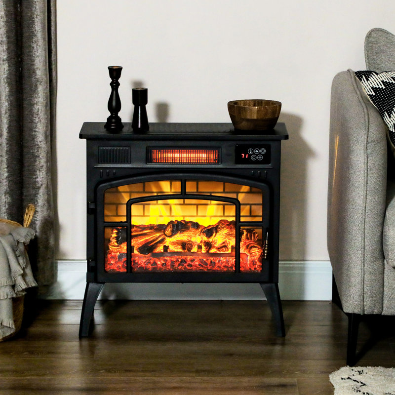 Foyer électrique 22 po - Chaufferette infrarouge portative avec effet de flamme, noir, température réglable, surchauffe, pour l'intérieur, 1500 W, poêle chauffant pour l'utilisateur, flamme réaliste, premier