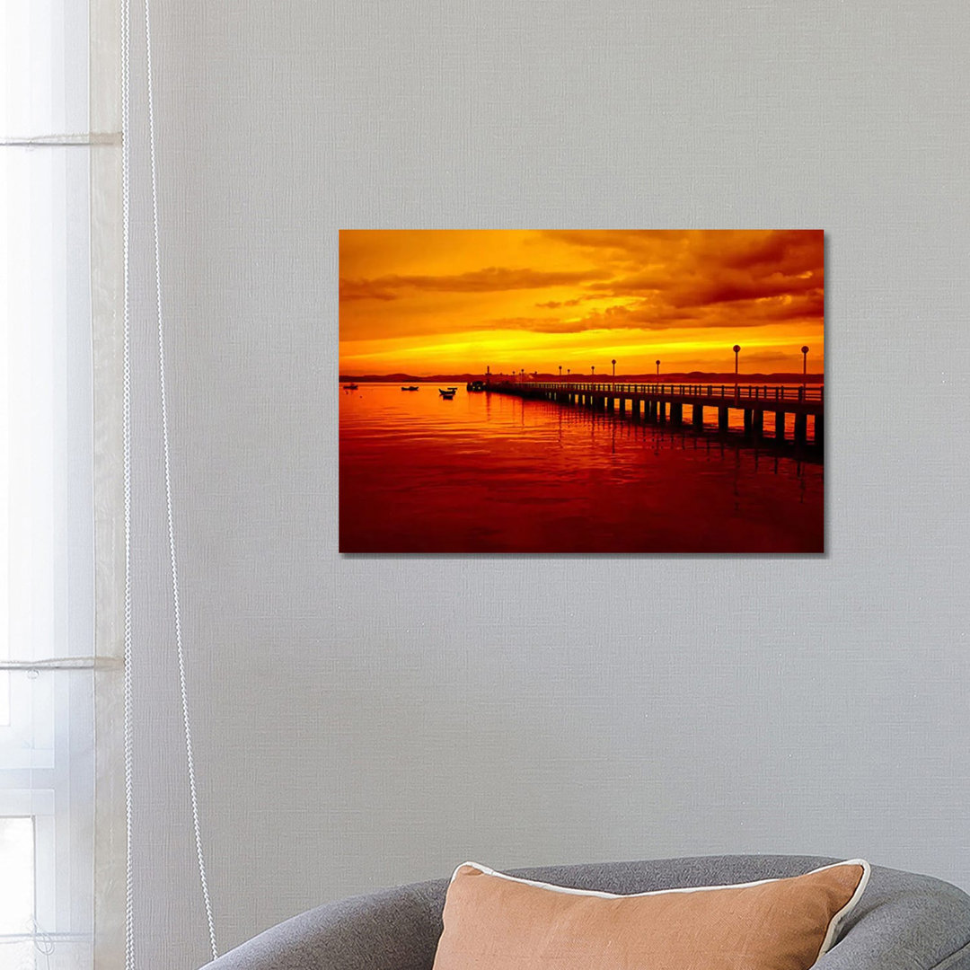 Sunset At The Pier - Wrapped Canvas Print