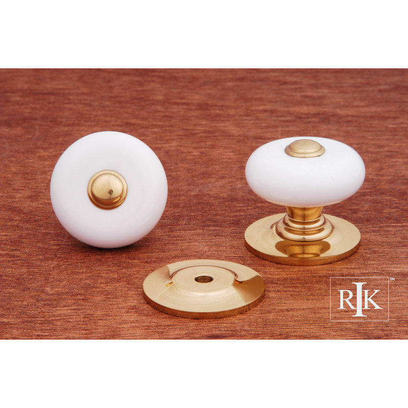 CK Series Diameter Mushroom Knob, 1.25" H x 1.25" W x 1.38" D, White / Polished Brass