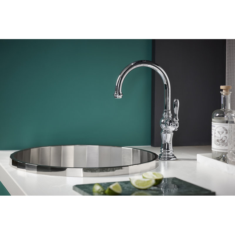 Artifacts® Single-Hole Bar Faucet with Supply Lines, Brushed Bronze