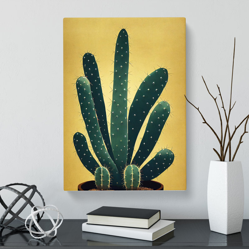 CAN-V0523-340X Cactus Cacti Nouveau - Wrapped Canvas Print, 76cm H x 50cm W x 3cm D