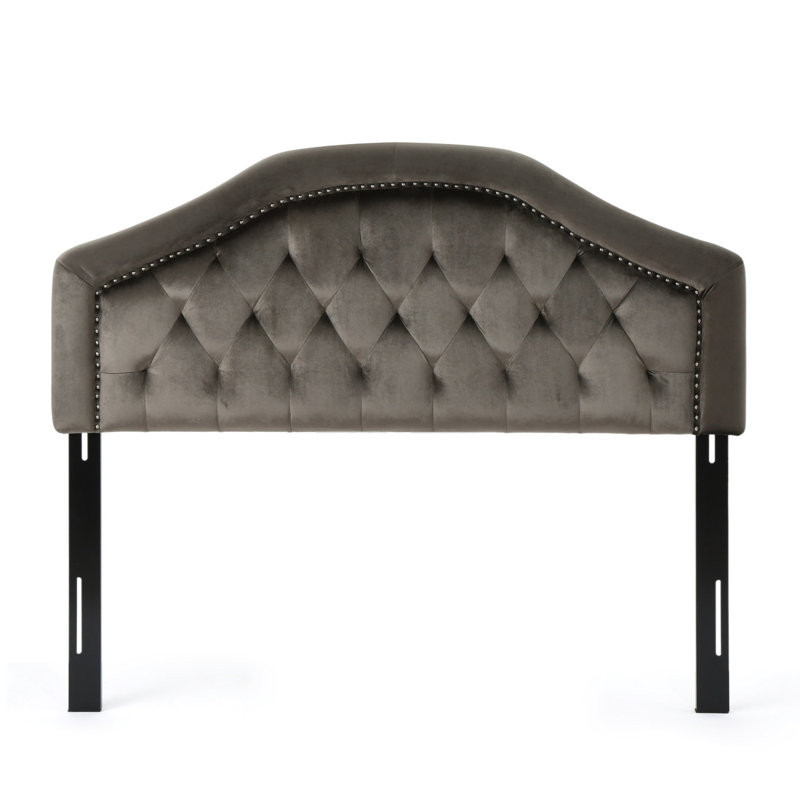 Tufted Upholstered Headboard Queen Size, Solid Wood Head Board With Durable Metal Legs, Adjustable Height Queen Headboard With Nailhead Trim In Bedroom