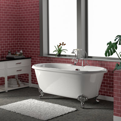 Columbus 60'' x 30.12'' Freestanding Soaking Cast Iron Bathtub