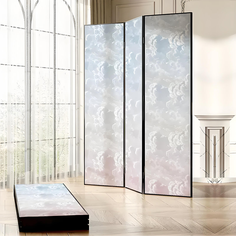 Creamy Gradient Cloud Screen, 78.74" H x 70.87" W x 1.57" D