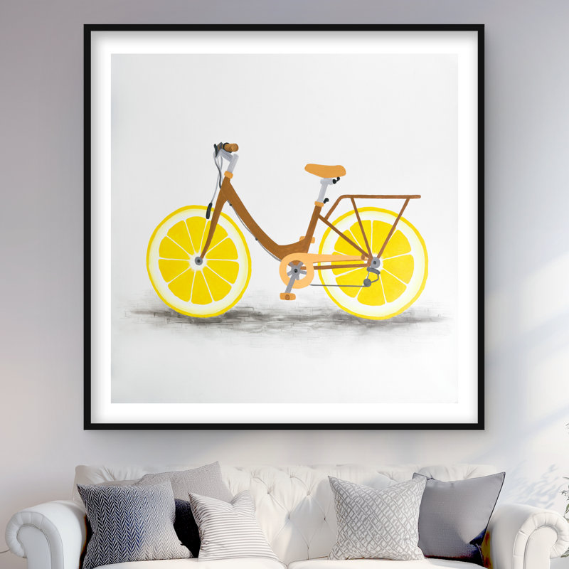 Lemon Wheel Bike - reproduction encadrée grise mat pour la décoration intérieure