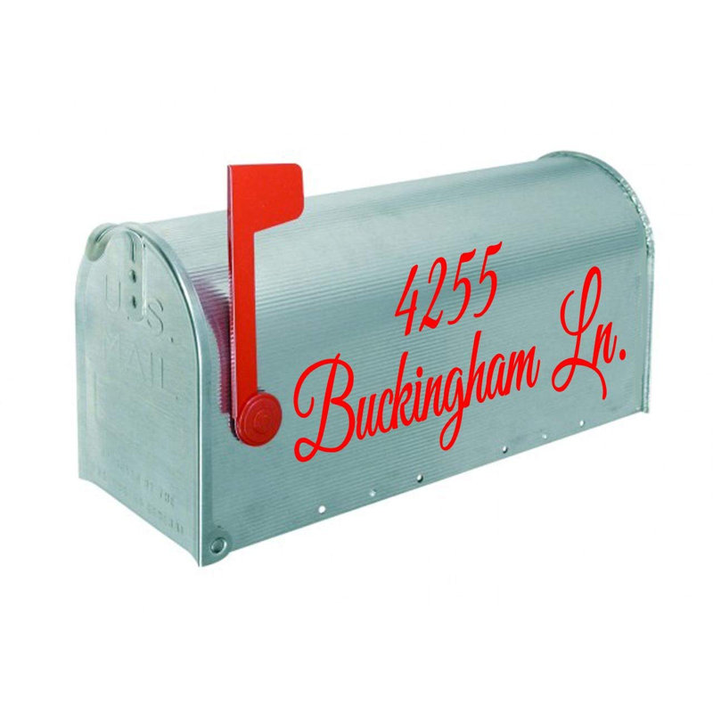 Décalcomanie murale personnalisable adresse de boîte aux lettres, H 4 po x l 12 po, Oui, Rouge