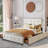 Eural Upholstered Platform Bed with Classic Headboard and 4 Drawers, No Box Spring Needed, Linen Fabric, Queen Size-438307427