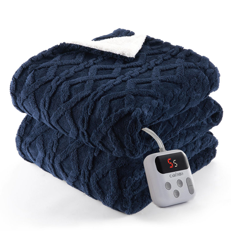 Jeté lavable à chauffage rapide - Jeté en sherpa épais et touffeté avec 10 niveaux de chauffage et 10 réglages de temps, certifié ETL