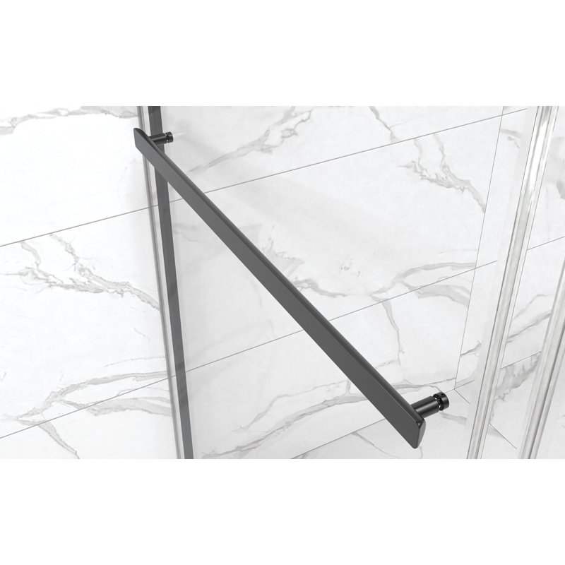60" W x 76" H Double Sliding Semi- Frameless Shower Door with 5/16"(8mm) Clear Tempered Glass, Black