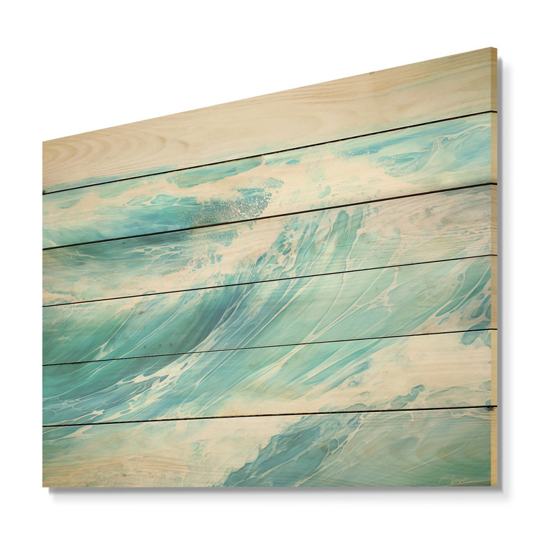 «Ocean Charm», art de la vague liquide I - océan, art sur bois de pin naturel, H 10 po x l 20 po