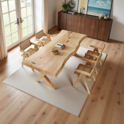 Free Form Burlywood Solid Wood Dining Table