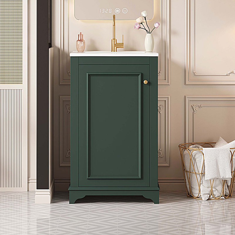 Meuble-lavabo avec porte en céramique 20 po, meuble-lavabo avec porte, Vert