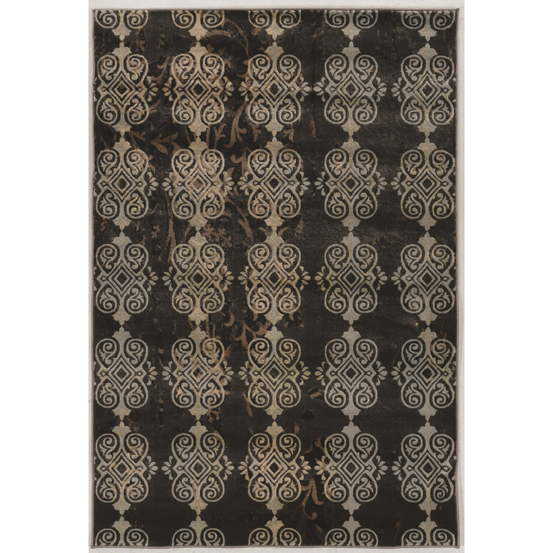 Tapis beige / noir Valdosta, Rectangle 5 pi x 7 pi 6 po
