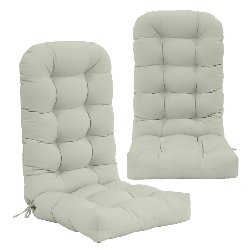 Outdoor Replacement Cushion Set  4.7" Thick High Back Seat / Back Cushions with Ties, Buckle (Set of 2), Dark Blue