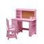 Ensemble de bureau et chaise pour enfants, bureau et chaise d'étude, bureau d'étude en bois avec bibliothèque, babillard, armoire et tiroir, table d'écriture rose pour enfants