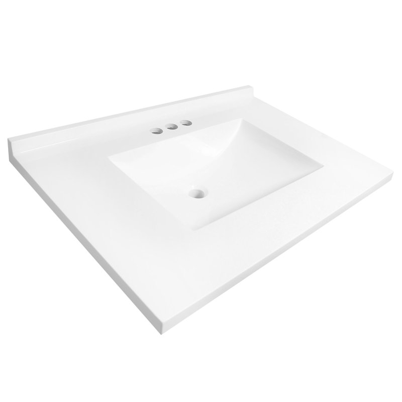 37 Inch Camilla Modern Vanity Top with  Backsplash, White