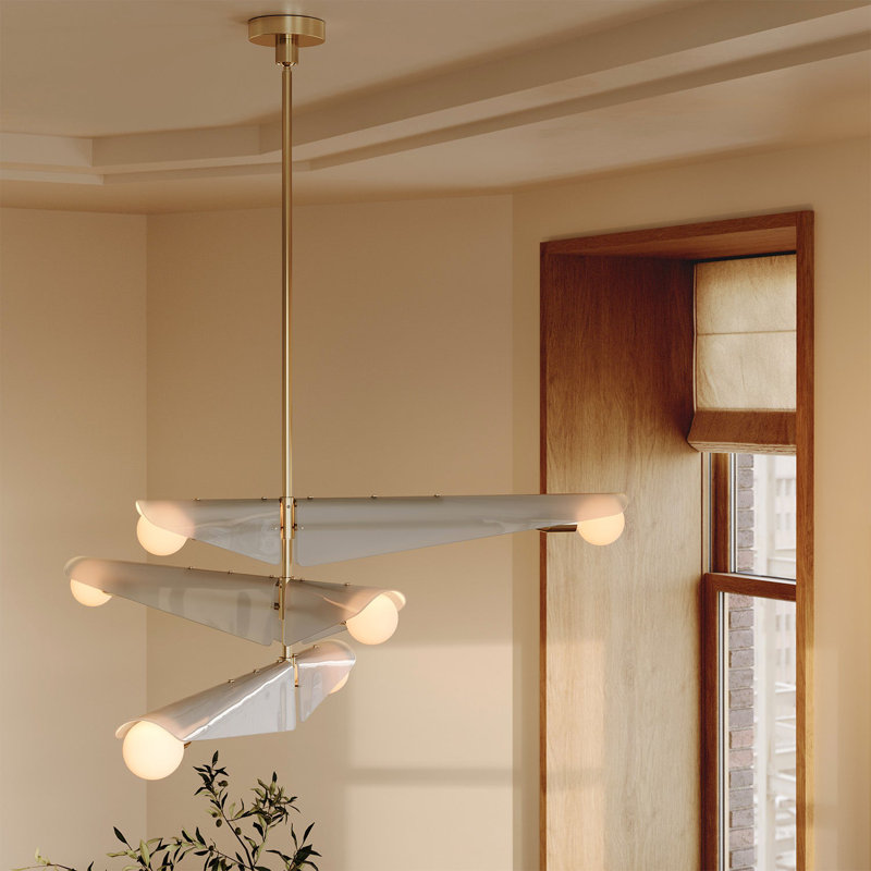 Sycamore Chandelier, 17.88" H x 55.13" W x 55.13" D, Dawn Gray, 6 Lights
