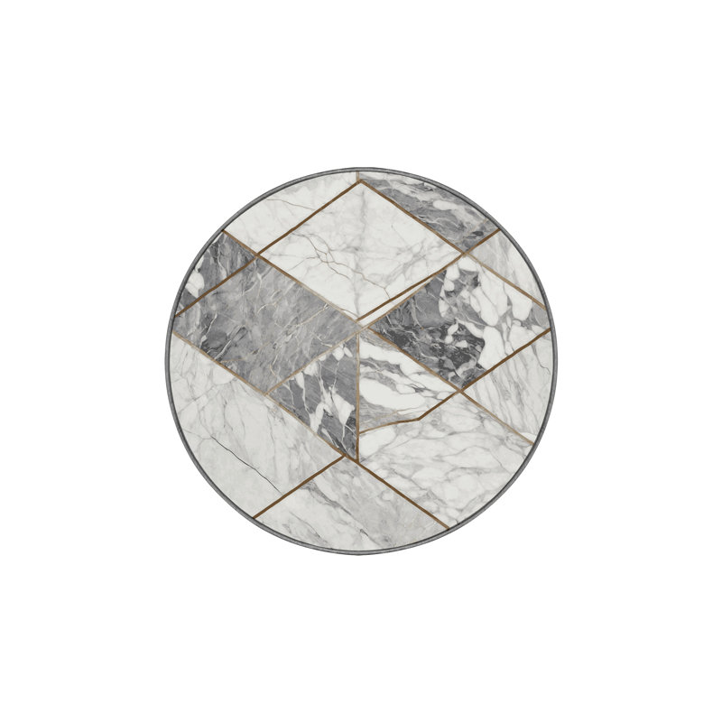 Tapis gris lavable à la machine, Rond 8 pi