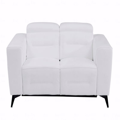 Global United Top Grain Italian Leather Loveseat With Power With Recliner Function