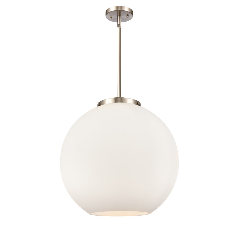 Luminaire suspendu sphère 3 lumières Ralph, H 18,38 po x l 17,75 po x P 17,75 po, Nickel satiné brossé, Blanc mat