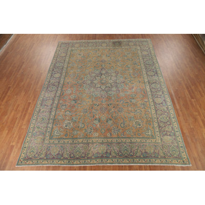 Orange Wool Medallion  Traditional Area Rug 10x13