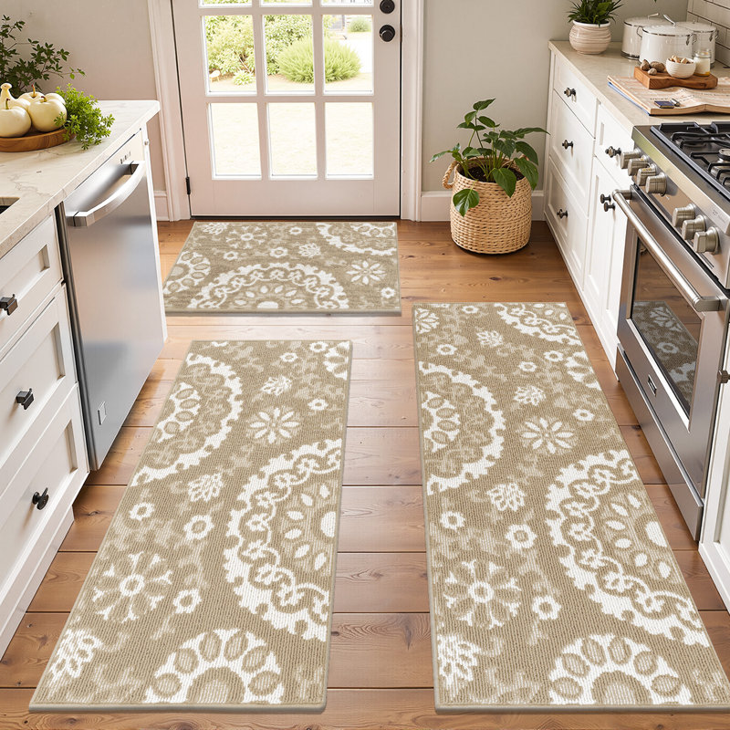Tapis de cuisine 24 po de large résistants aux égratignures 24 po (ensemble de 3), Beige