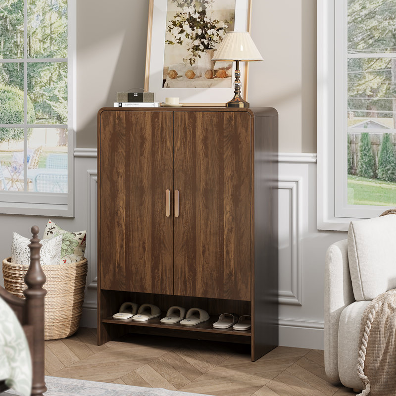 24-Pair Shoe Storage Cabinet, Walnut