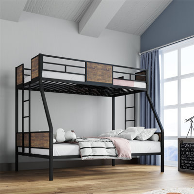 Bunk Bed With Safety Guardrail And Two Ladders, No Box Spring Needed
