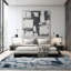 Tapis bleu / ivoire / bleu marine à motif abstrait Hobart-212368079