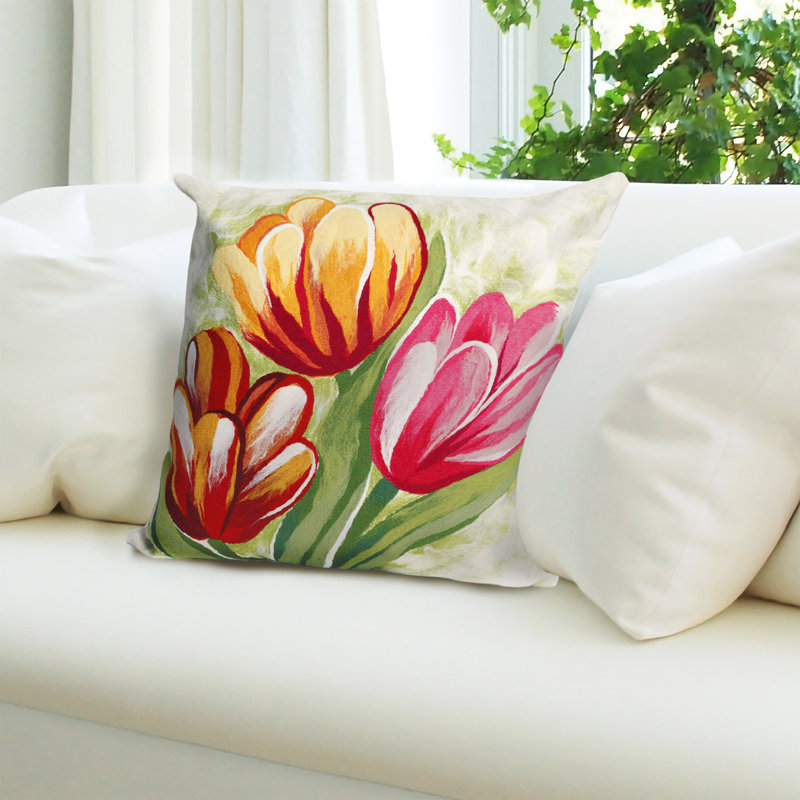 Annemarie Tulips Outdoor Rectangular Pillow Cover & Insert, 20" x 20", Warm