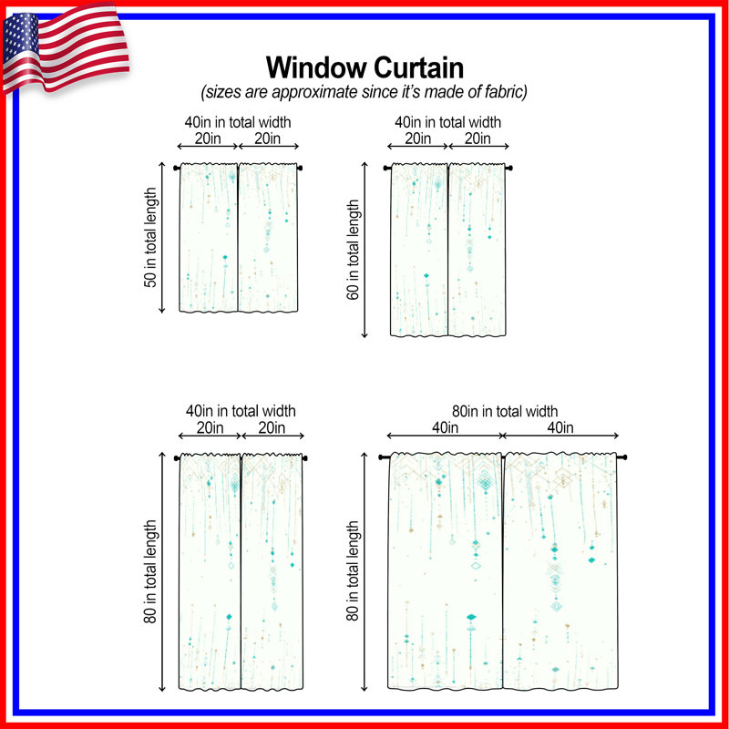 Motif de rideaux de fenêtre géométriques transparents et obscurcissants - 2 panneaux, 20in x 50in - 2 panels, Transparent