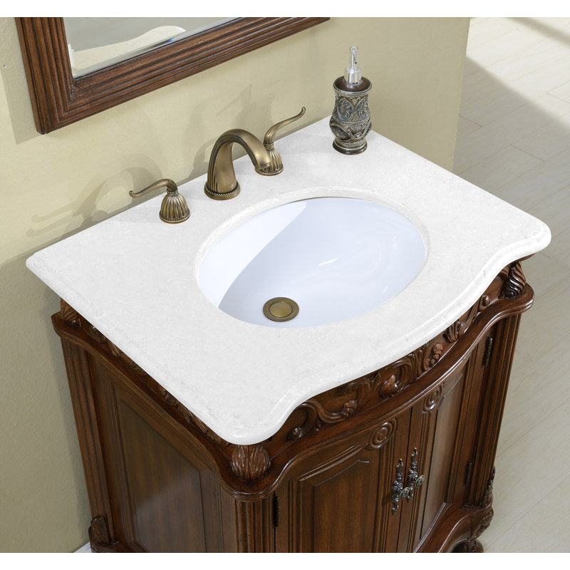 Aurillac 27" Single Bathroom Vanity Set, Teak, Pure White