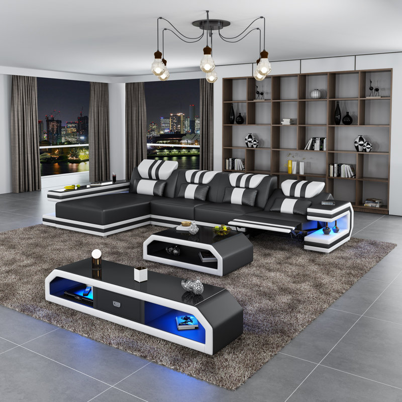 Lightspeed Unfinished TV Stand for TVs up to 78", Black/White