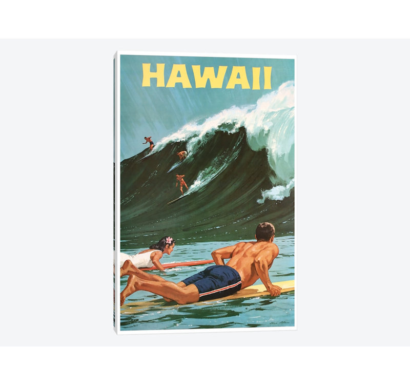 « Hawaï : surf ' publicité Vintage sur toile, 26" H x 18" L x 1,5" D