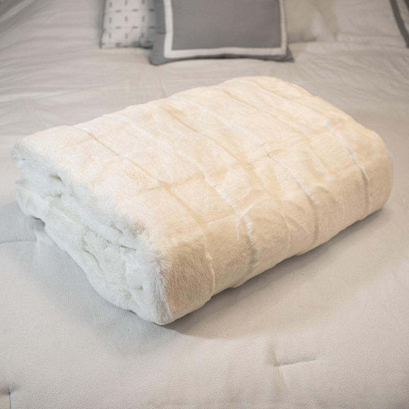 Couverture en fausse fourrure - jeté grand 60 x 80 pouces avec devant en fausse fourrure moelleux et dos en fourrure de vison - Literie pour canapés et lits par Lavish Home