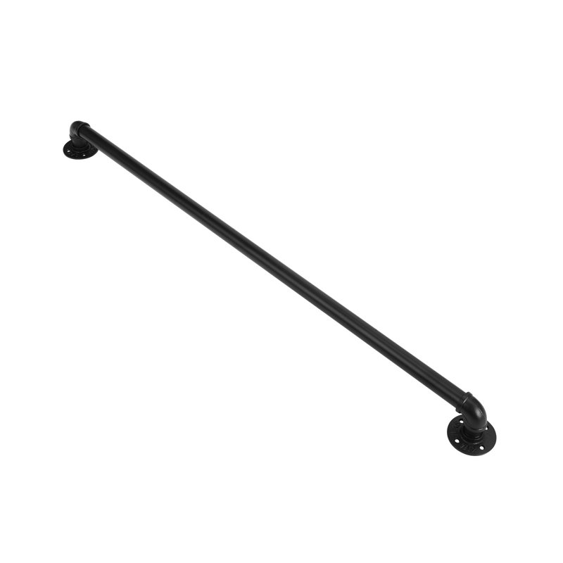 3' Black Iron Wall Handrail, 3.12" H x 36.27" W x 3.315" D