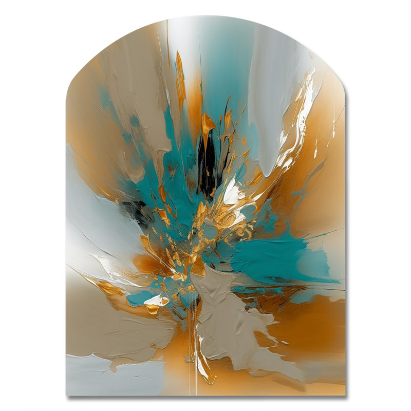 Horne - reproduction d'art asymétrique en marbre sur métal, sculpture murale en arche, H 34 po x l 25 po